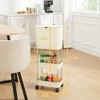 VECELO Kitchen Trash Can with Lid, Garbage Bin with Storage Rack, Dog Proof Narrow Waste Basket for Living Room, White - 3 of 4