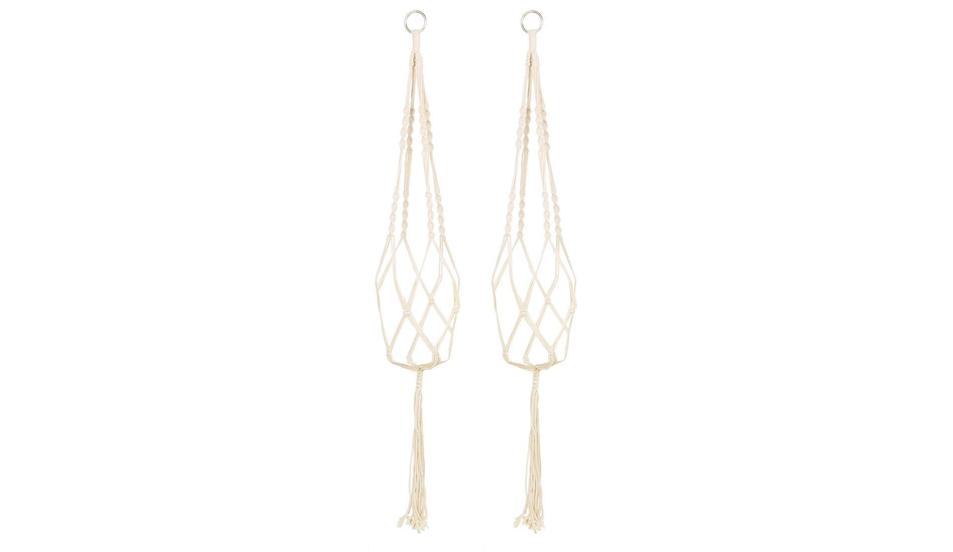 Unique Bargains Macrame Vintage Handmade Braided Rope Flower Plant Hanger Beige 39.4 Inch 2 Pcs