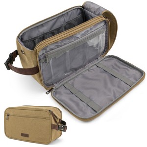 PAVILIA Toiletry Bag for Men Women, Canvas Travel Dopp Kit, Water Resistant Hygiene Toiletries Organizer, Shaving Accessories Bag - 1 of 4