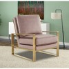 LeisureMod Jefferson Accent Arm Chair Upholstered in Velvet with Gold Brass Finish Frame - 2 of 4