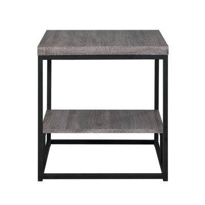 Aspen Weathered Gray Oak Metal Base 3PC Cocktail Table Set