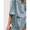 cheibear Women's Satin Spaghetti Cami Tops Ruffle Trim Shorts Sleepwear Sets - 4 of 4