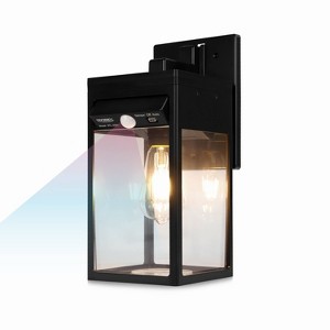 Techko Maid Solar Edison Bulb Wall Light Sconce with Motion Sensor Matte Black - 1 of 4