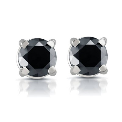 Pompeii3 White Gold 1/2ct Round Cut Black Diamond Studs 14k