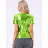 Allegra K Women's Party Metallic Short Sleeve Textured Shiny T-shirts - 4 of 4