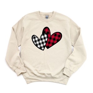 Simply Sage Market Women's Graphic Sweatshirt Buffalo Plaid Hearts - 1 of 3
