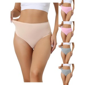 Allegra K Women's High Waist Tummy Control Stretch T-back Breathable Comfortable Thongs Multicolored - 1 of 4
