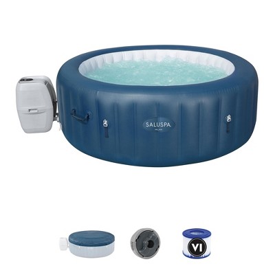 Bestway SaluSpa Milan Airjet Plus Inflatable Hot Tub Spa with Intex PureSpa Hot Tub Maintenance Brush, Skimmer and Scrubber Accessory Kit