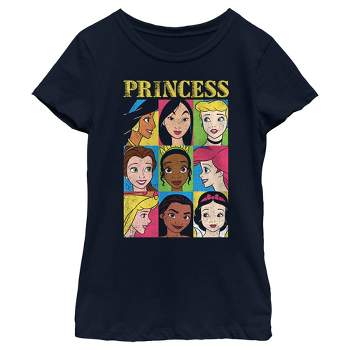 Girl's Disney Princess Distressed Close-Up Poster T-Shirt