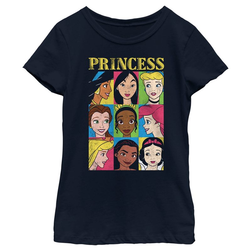 Girl's Disney Princess Distressed Close-Up Poster T-Shirt, 1 of 5