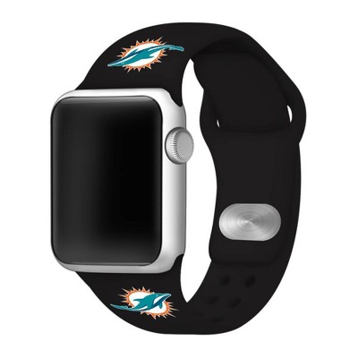 NFL Miami Dolphins Apple Watch Compatible Silicone Band 38mm - Black