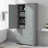MAYEERTY Wide Bathroom Cabinet Freestanding 2 Drawers Adjustable Shelf MDF Painted Gray - 2 of 4