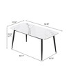 NicBex 55.12"/62.99"  Modern Artificial Stone Dining Table with Black Metal Leg for 6 People for Kitchen, Dining Room, Office - 3 of 4