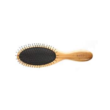 Bass Brushes Style & Detangle Hair Brush with 100% Premium Alloy Pin Pure Bamboo Handle Medium Oval