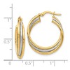 Black Bow Jewelry 14k Two Tone Gold Polished Textured Triple Round Hoop Earrings, 23mm - 2 of 3