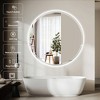 Stufurhome Round Beveled Edge 3 Colors Dimmable LED Anti-Fog Memory Wall Mount Bathroom Vanity Mirror - image 2 of 4