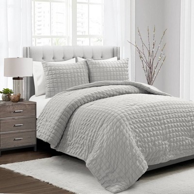 3pc Crinkle Textured Dobby Comforter & Sham Set - Lush Décor