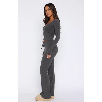 Mocamel Women's Autumn New suit Long-sleeved Buckle Solid Color Tight Top Plus Pants Two-piece Set
