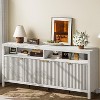 Fluted Storage Cabinet 65.8" Adjustable 3-Tier, Modren Entryway Organizer with Fluted Doors and Gold Handle, for Home Office - 3 of 4