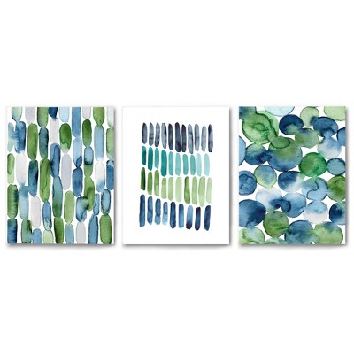 Americanflat Beach Glass Abstract by Lisa Nohren Triptych Wall Art - Set of 3 Canvas Prints