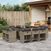 vidaXL 10 Seater Garden Dining Set with Cushions Grey Poly Rattan Large Patio Table and Chair Outdoor Furniture Rectangular Chairs Modern Stackable - 2 of 4