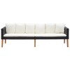 vidaXL 3-Seater Patio Sofa with Cushions Poly Rattan Black - 2 of 4
