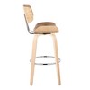30" Mid-Century Modern Fixed-Height Swivel Barstool with Light Faux Leather and Natural Wood, Set of 2 - 3 of 4