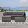Resenkos 5-Piece Rattan Patio Sectional Set, Outdoor Sectional Furniture, PE Wicker Couch, Gray - 3 of 4