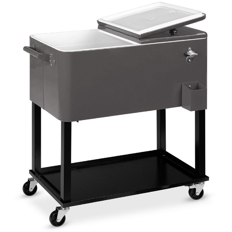 Best Choice Products 80qt Steel Rolling Cooler Cart w/ Bottle Opener, Catch Tray, Drain Plug, Locking Wheels, 1 of 9