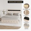 Queen Size Bed Frame with LED Lights & Charging Station, Upholstered Adjustable Headboard, Heavy Duty Wood Slats, No Box Spring Needed, Beige - 4 of 4