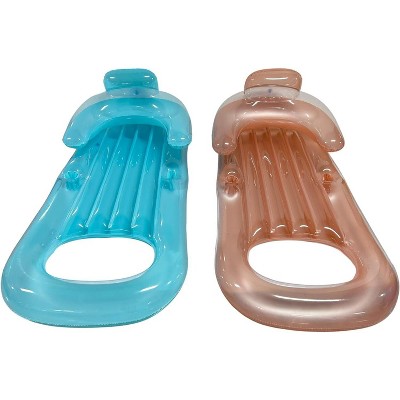 Pool Floats Adult Size Lounger with Cup Holder (2 Pack) Inflatable Floats for Swimming Pool & Lake Floats by 4E's Novelty