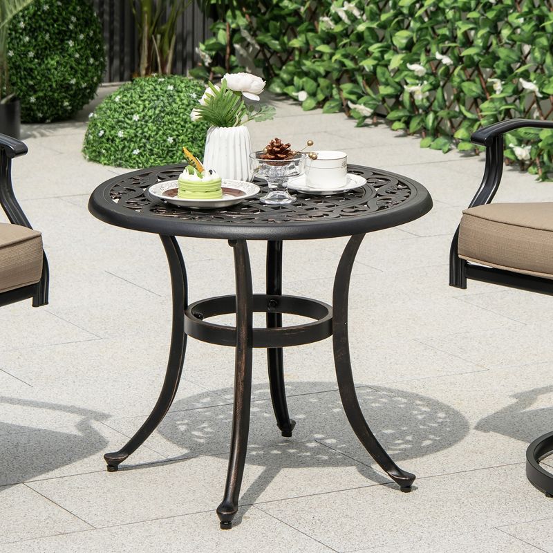 Tangkula Cast Aluminum Patio Table 24"Outdoor Round Side Table Anti-Rust Coffee Bistro Table, 4 of 11
