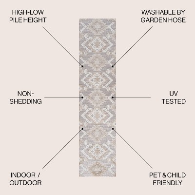 Sumak High-Low Pile Gray and Beige Geometric Rug