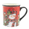 4.25 In Christmas Lodge Snowman Mug Pine Trees Birds Beverage Mugs - 4 of 4