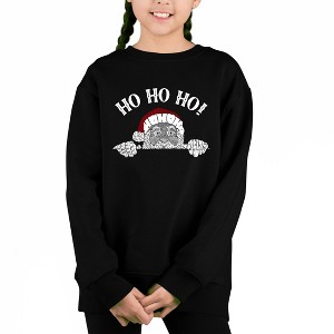 LA Pop Art Peeking Santa - Girl's Word Art Crewneck Sweatshirt - 1 of 4
