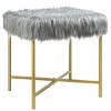 Costway Faux Fake Fur Stool Ottoman Footrest Stool Decorative with Metal Legs GreyPinkWhite - 3 of 4