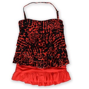 Island Escape Womens Tiered Ruffle Skirted 2 Piece Tankini - 1 of 2