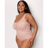 Curvy Couture Women's Plus Size No Show Lace Bodysuit - 2 of 4