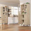 Dining Room 63 in Tall Storage Cabinet, Kitchen Pantry Cabinet 5 Tier Bathroom Cabinet w/ 4 Doors Adjustable Shelves - 3 of 4