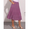 INSPIRE CHIC Women's Midi Solid Elastic Waist Flare Tiered A-Line Skirt with Pockets - 3 of 4