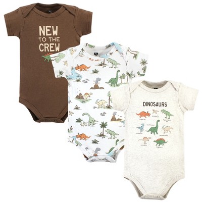 Hudson Baby Cotton Bodysuits, Dinosaur Adventures 3-pack : Target