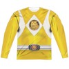 Men's Power Rangers Yellow Ranger Emblem (Front Back Print) Long Sleeve Costume T-Shirt - 2 of 4