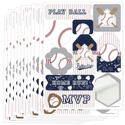 Big Dot of Happiness Batter Up - Baseball - Baby Shower or Birthday Party Favor Sticker Set - 12 Sheets - 120 Stickers