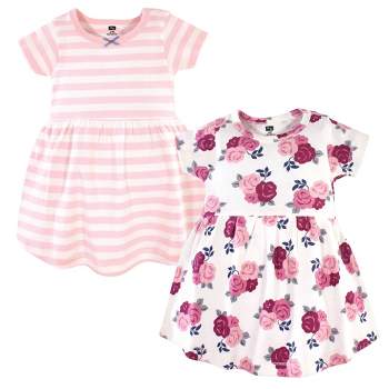 Hudson Baby Infant and Toddler Girl Cotton Long-Sleeve Dresses 2pk, Blush Floral