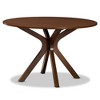 7pc Dining Set Wood & Lore Fabric Upholstered, Round Table, Foam-Padded Chairs - Baxton Studio - 4 of 4