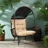 Okak Outdoor Egg Chair with Cushions, Patio Accent Chair with Armrests and Shading Canopy, Porch Chairs for Garden, Backyard, Balcony, Brown - 4 of 4