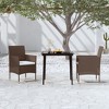 vidaXL Patio Dining Set Outdoor Dining Set Table and Chair Set for Garden - 3 Piece with Cushions Brown and Black 31.5" Table Length - 2 of 4