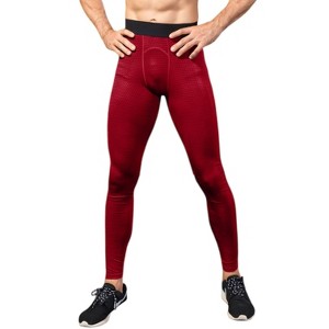 Anna-Kaci Active Men's High Performance Compression Leggings Full-Length with Honeycomb Texture and Elastic Waistband - 1 of 4