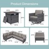 Buenhomino 8 Pieces Outdoor Patio Furniture Set with Fire Pit,L-Shaped Modular Sectional Couches with Swivel Patio Chairs,Wicker Conversation Set - 3 of 4