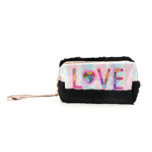 Unique Bargains Women's Portable Sequin LOVE Makeup Bag 1 Pc - 1 of 3